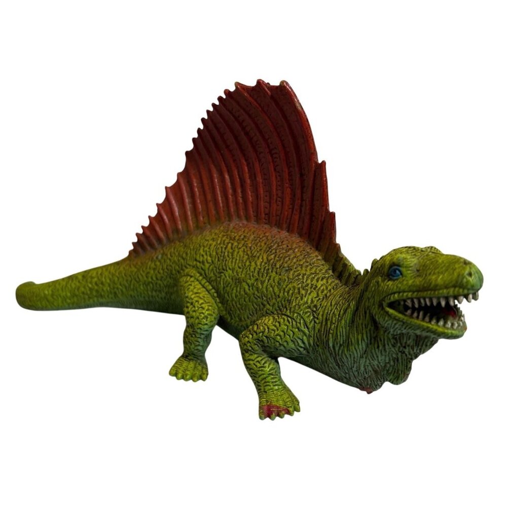 Metriacanthosaurus Dinosaur Figure 8" Long Plastic Toy Collectible Green & Red
